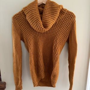 Anthropologie gold turtleneck sweater
